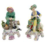 PAIR OF CHELSEA-DERBY STYLE PORCELAIN FIGURES 20TH CENTURY the seated figures emblematic of the