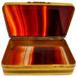 FRENCH AGATE AND GILT-METAL MOUNTED SNUFF BOX 19TH CENTURY of rectangular form, with engine turned