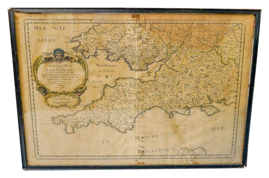 GEORGE SANSON, A MAP OF THE 'PROVINCES D'WEST AUTRES FOIS ROYAUME D'WESTSEX' including South Wales
