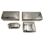 TWO SILVER CIGARETTE BOXES LONDON 1900 & 1932 18cm & 20cm wide; together with a SMALL SILVER