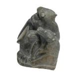 A GOOD INUIT POLISHED SOAPSTONE CARVING OF A GROUP COMPRISING TWO BEARS AND TWO BIRDS, the base with