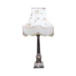SILVER PLATED CORINTHIAN COLUMN TABLE LAMP LATE 19TH / EARLY 20TH CENTURY of typical form 52cm