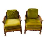 THREE PIECE CANED BERGERE SUITE  EARLY 20TH CENTURY comprising a settee and two matching