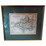 GROUP OF SEVEN FRAMED MAPS comprising two small maps, by Emanuel Bowen, 18th century, Hampshire by