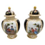 PAIR OF DRESDEN 'AUGUSTUS REX' COVERED VASES LATE 19TH CENTURY attributed to Helena Wolfsohn, the