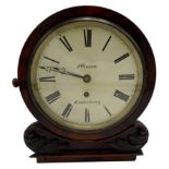 VICTORIAN MAHOGANY WALL CLOCK BY MASON, CANTERBURY 19TH CENTURY the white painted dial with Roman