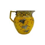 A YELLOW-GROUND AND SILVER LUSTRE JUG EARLY 19TH CENTURY  decorated with hop leaves and a band of