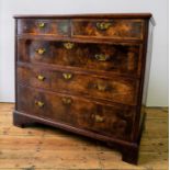 GEORGE I WALNUT CROSSBANDED CHEST OF DRAWERS CIRCA 1720 the rectangular top with a moulded edge