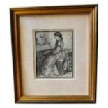 MANNER OF JOHN EVERETT MILLAIS (1829-1896) WOMAN PLAYING A PIANO etching, signed, framed 10cm x 8cm