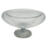 IRISH CUT GLASS OVAL FRUIT BOWL EARLY 19TH CENTURY on knopped stem and with lobed lemon squeezer