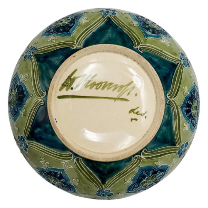 LARGE WILLIAM MOORCROFT FOR MACINTYRE BOWL CIRCA 1925 the sides decorated with stylised lotus, - Image 7 of 7