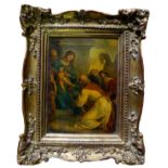 IN THE MANNER OF CARLETTO CALIARI, THE VIRGIN MARY WITH CHRIST AND THE THREE KINGS, oil on board,