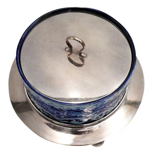 MACINTYRE FLORIAN WARE & SILVER PLATED BUTTERDISH EARLY 20TH CENTURY  printed brown and impressed - Image 4 of 6