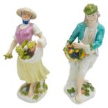 PAIR OF 18TH CENTURY MEISSEN FIGURES OF VEGETABLE SELLERS CIRCA 1740 the lady holding vegetables