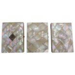 THREE VICTORIAN MOTHER OF PEARL CARD CASES LATE 19TH CENTURY each opening to reveal a concertina