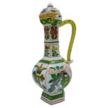 DRESDEN KANGXI-STYLE PUZZLE JUG MODERN the hexagonal baluster sides with chinoiserie famille verte