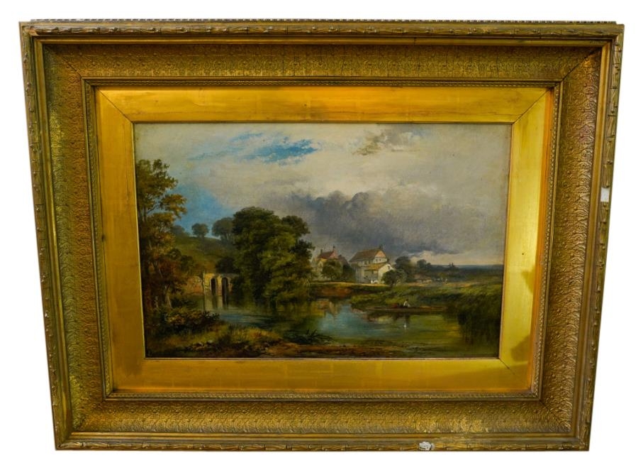 BRITISH SCHOOL (19TH CENTURY) RECULVER MARSHES oil on canvas, inscribed lower right, gilt-frame 41cm