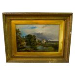 BRITISH SCHOOL (19TH CENTURY) RECULVER MARSHES oil on canvas, inscribed lower right, gilt-frame 41cm