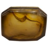 AGATE SNUFF BOX WITH SILVER GILT MOUNTS CIRCA 1840 the canted rectangular box carved out of one