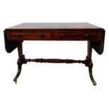 GOOD REGENCY ROSEWOOD AND BRASS INLAID SOFA TABLE CIRCA 1820 the ebony line inlaid drop-leaf rounded