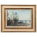 EDWARD SEAGO (1910-1974) 'WINTER MORNING - STRAND ON THE GREEN' Oil on board Signed lower left