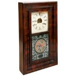 AMERICAN MAHOGANY WALL CLOCK, BY BREWSTER MANUFACTURING COMPANY, CONNECTICUT 19TH CENTURY the