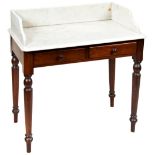 VICTORIAN MAHOGANY MARBLE TOP WASHSTAND CIRCA 1880 the three quarter galleried white marble top