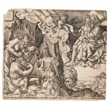 HEINRICH ALDEGREVER, 'THE STORY OF THE RICH MAN AND LAZARUS' engraving, initialled and dated top