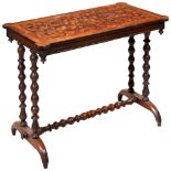 VICTORIAN OAK PARQUETRY SIDE TABLE CIRCA 1880 the canted rectangular top with geometric veneers,