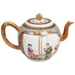 FINE CHINESE EXPORT 'MANDARIN PALETTE' TEAPOT QIANLONG PERIOD (1736-1795) the sides finely painted