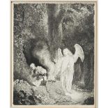 AFTER REMBRANDT 'ANGEL AND TOBIAS' Engraving 20.5cm x 16.5cm
