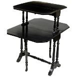 VICTORIAN EBONISED 'AESTHETIC' TWO TIER SUTHERLAND TABLE CIRCA 1880 the graduated rectangular drop