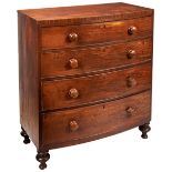 VICTORIAN MAHOGANY BOWFRONT CHEST OF DRAWERS 19TH CENTURY the shaped top above four long graduated