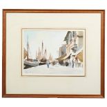 EDWARD SEAGO (1910-1974) 'QUAYSIDE CHIOGGIA' Watercolour Signed lower left 27cm x 37cm PROVENANCE: P