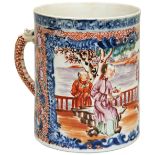 CHINESE EXPORT 'MANDARIN-PALETTE' TANKARD QIANLONG PERIOD (1736-1795) the cylindrical sides with a