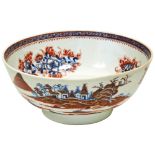 CHINESE EXPORT IMARI PALETTE 'LANDSCAPE' BOWL KANGXI PERIOD (1662-1722) the exterior decorated