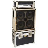 A MARSHALL SILVER JUBILEE 25/50 MODEL 3530,300 WATT BASS HEAD with matching cab, the amp head with a