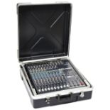 A YAMAHA EMX5014C 1000W POWERED MIXER with up to 14 inputs in flight case Untested, with paperwork.