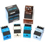 A BOSS OC-2 OCTAVE PEDAL, boxed as new, a BOSS DD-2 Digital Delay pedal, unboxed, a BOSS CS-3