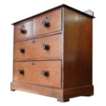 A 19TH CENTURY STAINED PINE CHEST OF FOUR DRAWERS, comprising of two short drawers over two long