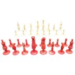 A COMPLETE SET OF 19TH CENTURY TURNED IVORY CHESS PIECES