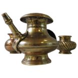 MIDDLE EASTERN COPPER ALLOY BLASTER SHAPED HOOKAH BASE, of small proportions, the pipe spout with