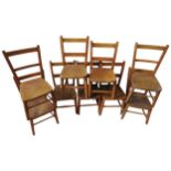 A COLLECTION OF NINE OAK SEAT PINE CHILDREN'S CHAIRS