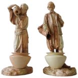 AN IMPRESSIVE PAIR OF 19TH CENTURY ROYAL WORCESTER FIGURES OF WATER CARRIERS, BY JAMES HADLEY, circa