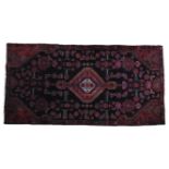 HAND KNOTTED DARK BLUE HAMADAN RUG, 170 x 85cm