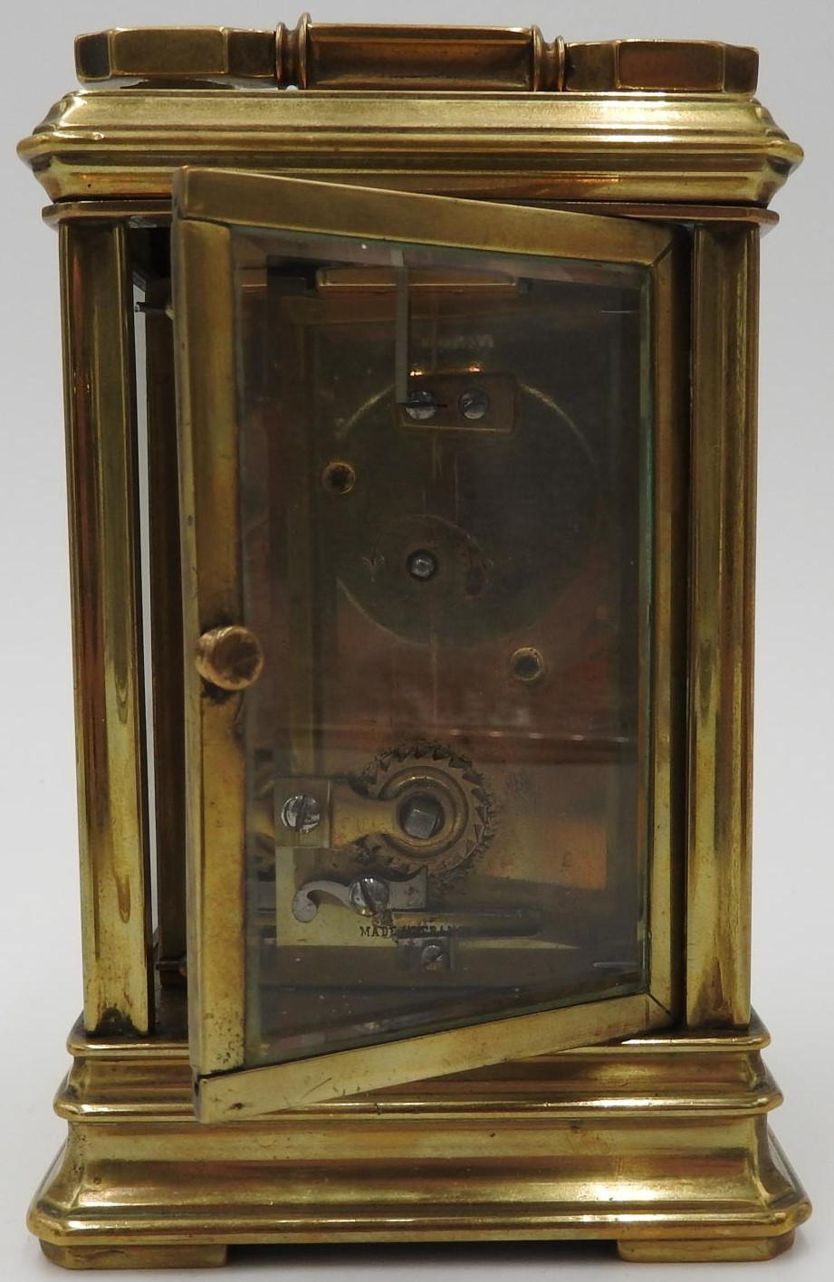 A FRENCH BRASS CASED CARRIAGE CLOCK, 12 x 8 x 7.5cm - Image 3 of 3