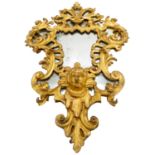 GOOD ITALIAN CARVED GILTWOOD MIRROR 18TH CENTURY the sectional mirrored plates within an ornate