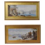 A PAIR OF ITALIAN LAKE SCENE MEZZOTINTS, 40 X 75cm, with gallery label on verso Purchased from