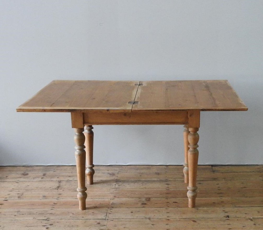 A VICTORIAN WAXED PINE METAMORPHIC KITCHEN TABLE, circa 1880's, with a fold-over swivel top - Image 4 of 4