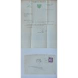 STIRLING MOSS, A SIGNED LETTER  Dated 26th October 1961 on headed paper with BRDC emblem